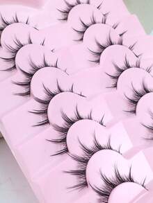7 pares de pestañas postizas coreanas de punta puntiaguda y gruesas con diseños de dibujos animados, pestañas falsas naturalmente rizadas para ojos grandes de muñeca, pestañas postizas hechas a mano y cómodas - Ver 6