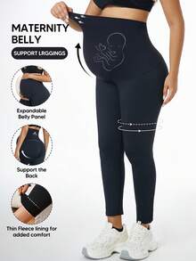 孕妇可调节托腹保暖黑色裤子 - 黑色 - 查看 1