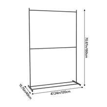 LIVINGANDHOME Double-Tier Black Iron Heavy Duty Clothes Rail Rack, 2 Hanging Rods Sturdy Garment Rack, 2-Rod Minimalist Garment  Clothing Hanger, Multifunctional Organiser For Bedroom & Shop Display - Black 120cm(W) X 40cm(D) X 180cm(H) - View 3