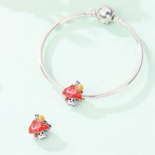 1PC925 Silver-Plated 'Travel' Charm Just Go! Red Travel Bag, Hamburger Cat, Music, ROCK Kitten, I Myself Happy Cat, Cute Mushroom, Little Hedgehog, Snail Head Mushroom Pendant Charms, Women's Original DIY Jewelry, Snake Bone Chain, Suitable For Music Festivals, Birthdays, Carnivals, And Ramadan Gifts - Multicolor - View 10