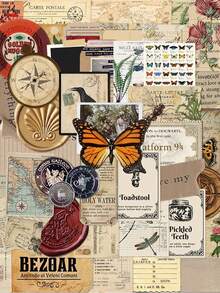 50pcs Retro Vintage Archive Stickers High-Quality DIY Journal Stickers Luggage & Scooter Decorations Personalized Laptop Stickers - Multicolor - View 8