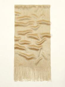 一件金属光泽披肩，配有圆形搭扣和流苏装饰，适合晚宴、婚礼等场合。 - 淺黃色 - 查看 3