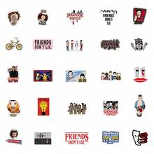 1套/50张 新款畅销美剧防水贴纸，全角色反转世界元素贴纸，美剧周边产品贴纸，笔记本电脑、手本、水瓶等，DIY装饰贴纸，暗黑风格创意个性化贴纸，生日礼物，新年礼物 - 彩色 - 查看 4