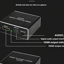 4K Audio Extractor - Splitter With TOSLINK SPDIF Optical And 3.5mm Stereo Output | Compatible With TVs, PCs, Blu-Ray, DVD, And HD Players | 30Hz Audio Extraction - View 7