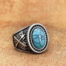 1pc Stainless Steel Turquoise Axe Shaped Ring, Unisex, Great Gift For Friends, Colleagues, Parents - Ring - View 11