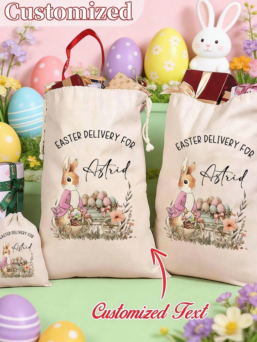 Bolsa de regalo de Pascua personalizada, bolsa de regalo de Pascua con nombre personalizado, bolsa de regalo esencial de Pascua - Multicolor - Ver 1