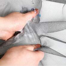 1 pieza Mosquitera de tul de moda, malla gris con ribete blanco, autoadhesiva sin necesidad de perforar, fácil de instalar/quitar, cortina de ventana a prueba de insectos - Gris - Ver 9