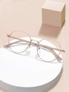 1副超大方形实心金属眼镜框，适合派对、休闲外出，韩式极简纤细设计，女士配饰 - 彩色 - 查看 9