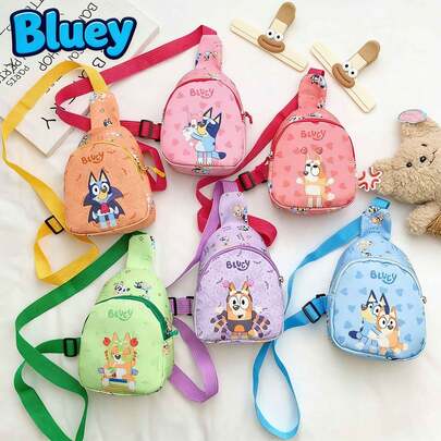  1 chiếc túi đeo chéo hình hoạt hình Bluey, túi đeo ngực hình gia đình Bluey dễ thương, túi đeo chéo hoạt hình nhẹ, quà tặng Halloween & Giáng sinh.