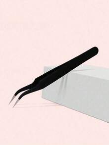 2/1pc Black Powder False Eyelash Tweezers Eyelash Tool Clip Eyelash Trim Eyelash Graft Eyelash Curler Dolphin Gold Feather Clip High Precision Flowering Tweezers - 粉紅色1pc - 查看 1