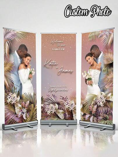 1pc - Customized Name Picture Banner, Wedding Party Logo, Customized Frameless Canvas Birthday Poster, Party Welcome Poster, Customized Birthday Party Poster, Simple Welcome Poster, Birthday Party Family Decoration Background That Can Be Customized For Anniversary