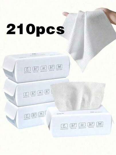 210pcs Of Pull-Out Facial Tissues,20*15cm Soft And Dry Wipes, Facial Tissues For Washing And Drying, Cleaning Wipes, Skincare Products And Makeup Remover Pad, Thickened And Enlarged Facial Tissues, Soft Makeup Remover Wipes, Dry Type, Skincare And Makeup Remover Accessories, Suitable For Sensitive Skin, Dry And Wet Dual-Use Non-Woven Fabric, Soft Facial Tissues, Essential For Beach Vacations, Convenient For Travel.
