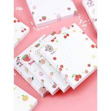 Random 1pc Cute Cherry Pattern Sticky Notes | 80-Sheet Creative Decorative Stationery For Office Study Home Reminder - A - Xem 2