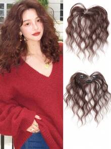 Synthesis Curly Bangs Clips In Breathable Lace Toppers For Women Curl Baby Hair Fringe Thinning Hairpieces Extension - Multicolor - View 13