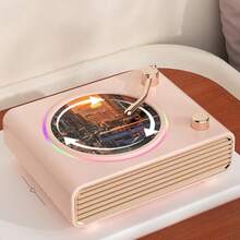 Zunate Altavoz Bluetooth Retro Portátil Estilo Tocadiscos de Vinilo Vintage con Luz Colorida Rosa - blanco - Ver 5