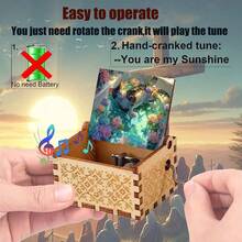 Cute Cat In Lotus Pond Hand Crank Music Box, Plays You Are My Sunshine, No Battery Mini Wooden Melody Box For Cat Lovers - Lotus Pond Cute Cat Hand-cranked Music Box - View 7