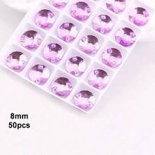 8mm, 50pcs/Pack, Flat Double-Hole Exquisite Glass Rhinestones, Round Shape, For Sewing Wedding Dresses, Handbags, Shoes Decoration, Jewelry Making Accessories - 8mm 50pcs - View 33
