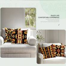 4pcs Bohemian Geometric Pattern Single-Sided Printed Throw Pillow Covers, Decorative Pillow Cases Suitable For Living Room Sofa Bedroom, Pillow Inserts Not Included - Multicolor - View 7