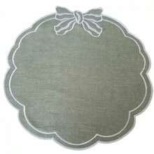 Bow Embroidered Placemats Linen Heat-Resistant Placemats For Home Restaurant Party And More - Light Green - View 6