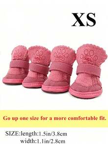 4pcs/Set Thick Faux Fur Pet Snow Boots, Suitable For Small-Medium Pets Indoor & Outdoor Wear, Fashionable & Warm - Multicolor - View 17