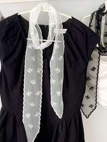 1条波西米亚风刺绣流苏围巾/头巾，适合日常佩戴 - 白色 - 查看 1