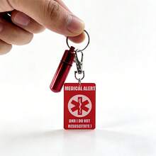 1pc Medical Alert Keychain, Acrylic Material, Double-Sided Transparent Design, Lobster Clasp, With Emergency Contact Info Bottle, Nurse's Day Professional Health Theme Keychain Accessory - Red - View 15
