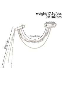 1pc Bohemian Geometric Asymmetrical CCB Beaded Chain Tassel Brooch Pin, Fashionable Elegant Vacation Party Daily Casual Street Snap Wedding Banquet Unisex Charm Jewelry Brooch Gift - Brooch - View 4