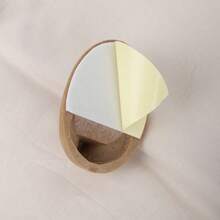 Oval Plastic Wood Grain Effect Adhesive Hooks, Waterproof And Oil-Resistant Plastic Wood Hooks, No Drilling Or Nails Required - Brown - View 4