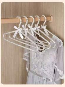 1pc Princess Style Pearl Hanger, Clothing Store Bridal Dress Hanger With Bow, Home Garment Rack - Multicolor - View 8
