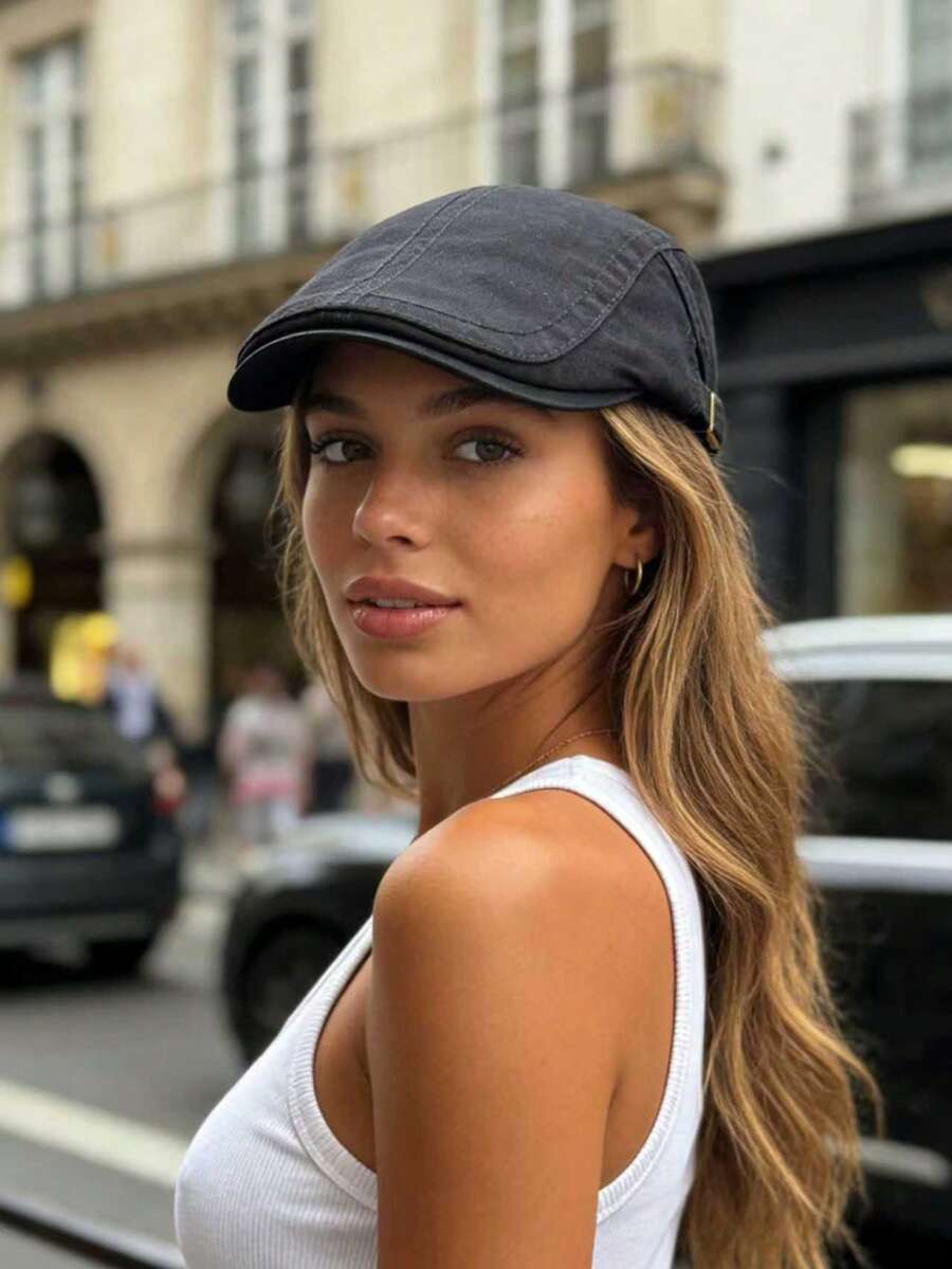 8-Color Reversible Newsboy Cap, Beret Hat,Summer,Beach,Holiday - A - View 1