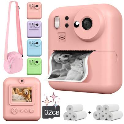 Instant Print Digital Camera | Kids Toy, Suitable For Boys & Girls 6+ Years Old, High Pixel Image & Video Resolution, Compact & Portable, USB Charging, Birthday Gift, Ideal For World Cup Recording, Back To School Gift