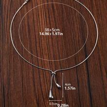1pc Stainless Steel Fashionable Minimalist Retro Elegant Metal Water Drop Adjustable Necklace - Adjustable Pull Chain, Anti-Fading And Hypoallergenic, Suitable For Daily Wear, Brunch Dates And Anniversary Gifts - Silver - View 4