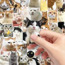 50pcs Cute Haji Cat Stickers, Abstract Funny Cartoon Decals For Water Bottle, Tablet, Laptop - View 7