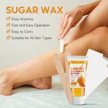 50G Lemon Sugar Wax Hair Removal Soft Wax Beeswax Hair Removal Kit New Formula Is Gentle And Non-Irritating, Precise Hair Removal Without Residue, (1 Can Of Soft Wax, 3pcs Of Hair Removal Paper, 2 Wax Sticks) - Multicolor - View 3