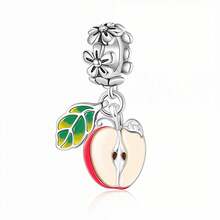1 件 925 纯银苹果吊坠，DIY 男女通用自然风饰品礼品 - 銀色 - 查看 1