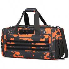 45L Gym Bag For Men And Women Tactical Military Duffle Bag For Travel Weekender Gym Workout Deployment Large Sports Bag For Hockey Football Baseball Soccer Basketball And Team Training - BlackOrange Graffiti - View 1