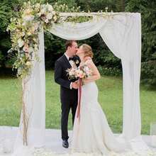 1pc 75*300cm/75*600cm Chiffon Curtain Fabric For Wedding Arch, Outdoor Window Curtain Backdrop, Transparent Arch Curtain, Suitable For Thanksgiving, Christmas, Wedding Ceremony, Party Ceiling Decor, Lavender Color Transparent Chiffon Curtain Fabric For Wedding Arch Decor - White - View 4
