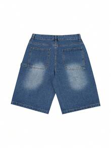 Quần jean lửng 7/8 bằng vải denim mài, kiểu dáng rộng rãi, tối giản, thời trang xuân/hè mới. - Màu xanh lam - Xem 6