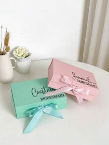 1 pieza Caja de regalo magnética blanca/rosa/negra/roja, cinta personalizable, caja de regalo para novia personalizada adecuada para boda, propuesta, despedida de soltera, caja de regalo con nombre de novia personalizado, ¿Serás mi dama de honor? Caja de regalo, caja de regalo de boda en blanco, regalo personalizado, caja de regalo con nombre de dama de honor personalizado - Multicolor - Ver 5