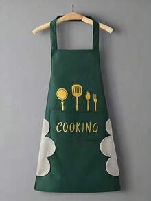 Delantal de cocina impermeable premium adecuado para hombres y mujeres - Delantal con peto ajustable con bolsillos para cocinar, hornear, asar a la parrilla - Delantal de chef de poliéster duradero - Multicolor - Ver 14