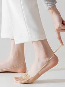 1/5/10 Pairs Transparent Lace Boat Socks Women's Summer Socks Ultra Thin Invisible Half Forefoot High Heels Invisible Socks Suspenders Design - Multicolor - View 2