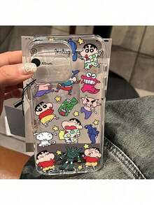 Fast EU Shipping (DE & ES) Classic Funny Cartoon Case Featuring Kindergarten Students, With Shin-Chan And His White Pet Dog, Dynamic Superhero Phone Case Compatible With IPhone Models 16E, 16, 15, 14, 13, 12, 11 Pro Max, X, XR, XS Max, 8 And 7 Plus, Made Of Transparent TPU Soft Back. . - Màu Đỏ Sâu - Xem 3