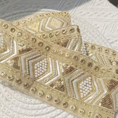 1 Yard/91.44cm/36in - Embroidered Sequin Lace Trim, Sequin Embroidered Decorative Ribbon For Shoes, Bags, Garments