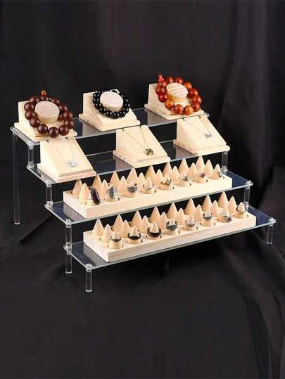 1 قطعة رف تخزين متعدد الطبقات من الأكريليك بارتفاع 30 سم، من 1 إلى 5 طبقات، رف عرض على شكل درج لحفظ العطور ومستحضرات العناية بالبشرة والمستحضرات التجميلية، رف مقوى وسميك على شكل شبه منحرف، مناسب للاستخدام في غرفة المعيشة والحمام والنوم وديكور المنزل