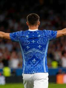 2026 World Cup French Commemorative Edition Football T-Shirt, Sports Top And Outdoor Sports Gear For Men, Women, And Youth, Comfortable V-Neck T-Shirt And Professional Sportswear, Casual Clothing, Printed With The French Gallic Rooster, Suitable For Football Matches, Training, And Fitness, An Ideal Gift For Both Men And Women - Blue - View 7