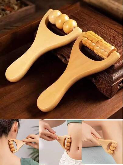 2pcs Manual Massage Roller, Portable Massage Tool, Ergonomic Design, Suitable For Foot, Neck Massage, Ideal For Massage, Includes Massage, Roller Massage, Roller Massage, Back Massage, Full Body Massage, Made Of Wood Material, Suitable For School, Back To School, Travel, Home And Other Occasions, Ideal Tool For Spa And Massage, Gift For Valentine's Day, Mother's Day, Father's Day, Gift For Loved Ones And Friends