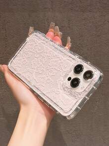 1pc Romantic Lace Pattern UV Printed Airbag Phone Case, Compatible With Iphone 17-11 Pro Pro Max Plus And Series, Gift For All Occasions - Multicolor - View 4