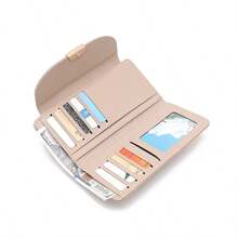 Printed Women's Long Wallet, Korean Version PU Leather Clutch Wallet, Multi-Slot Trifold Money Bag, Large Capacity Student Coin Purse Card Holder, Multi-Functional, Fashionable - Multicolor - View 5