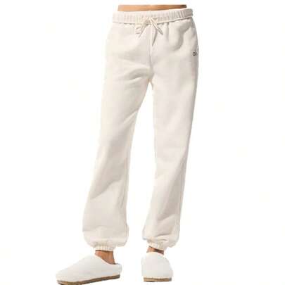  Alo Yoga Women's Accolade Sweatpants | Premium Heavyweight French Terry Fleece Joggers | Luxury Soft Brushed Interior Lounge Pants | High-Waisted Cuffed Bottom Sweatpants | Classic Streetwear Activewear Track Pants | Urban Fashion Cozy Slim Fit Joggers With Chrome Logo