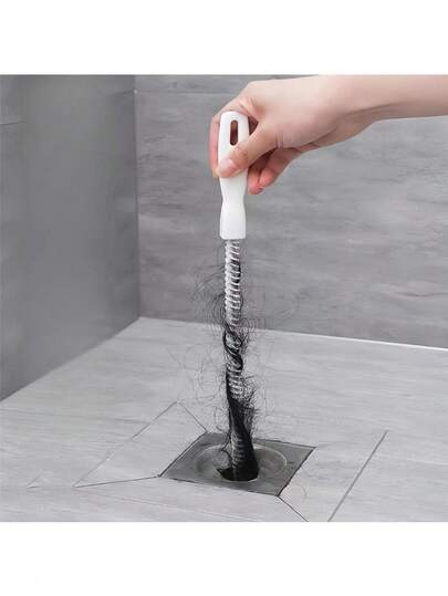 Pipeline Cleaning Tool Kit, Including A Flexible Pipe Cleaner And A Brush, Can Effectively Collect Hair And Clean The Pipes. It Is Suitable For Kitchens And Bathrooms.